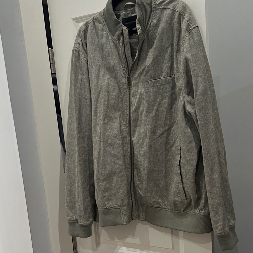 Men's Light Green Linen Bomber Jacket